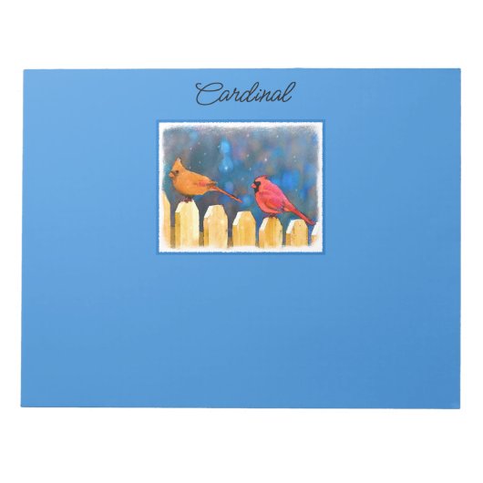 Kardinalen op het schilderen van de hek - Oorspron Notitieblok (Voorkant)