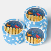 Kardinalen op het schilderen van de hek - Oorspron Poker Chips (Opstapeling)