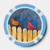 Kardinalen op het schilderen van de hek - Oorspron Poker Chips (Achterkant)