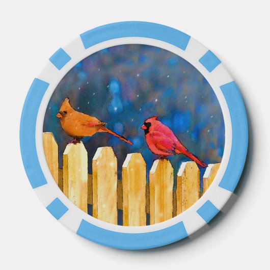 Kardinalen op het schilderen van de hek - Oorspron Poker Chips (Achterkant)