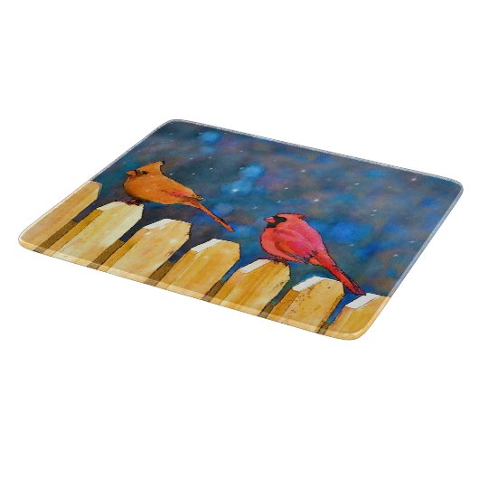 Kardinalen op het schilderen van de hek - Oorspron Snijplank (Hoek)