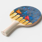 Kardinalen op het schilderen van de hek - Oorspron Tafeltennisbatje (Voorkant Gekanteld)