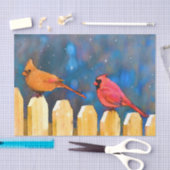 Kardinalen op het schilderen van de hek - Oorspron Tissuepapier (Craft)