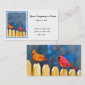 Kardinalen op het schilderen van de hek - Oorspron Visitekaartje (Voorkant / Achterkant)