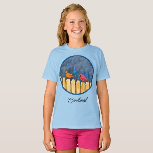 Kardinalen op het schilderen van de hek - Originel T-shirt (Voorkant volledig)