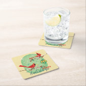 kardinalen op neuspijnboomtakken kartonnen onderzetters (Insitu)