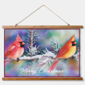 Kardinalen op sneeuwbijkantoor hangend wandkleed (Voorkant)