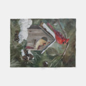 Kardinalen op Snowy Birdhouse Fleece Deken (Voorkant (Horizontaal))