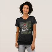 Kardinalen op Snowy Birdhouse T-shirt (Voorkant volledig)