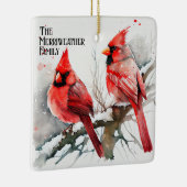 Kardinalen op Tree Branch een  kerst Keramisch Ornament (Rechts)