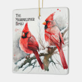 Kardinalen op Tree Branch een  kerst Keramisch Ornament (Links)