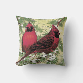 Kardinalen Rood en Groene Kerstmis Kussen