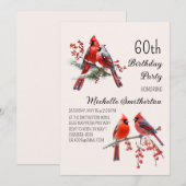 Kardinalen Sneeuw Winter Vogels 60e Verjaardag Kaart (Voorkant / Achterkant)