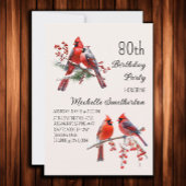 Kardinalen Sneeuw Winter Vogels 80e Verjaardag Kaart