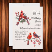 Kardinalen Sneeuw Winter Vogels 90ste Verjaardag Kaart