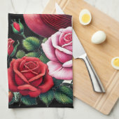 Kardinalen te midden van levendige Rozen Theedoek (Quarter Fold)