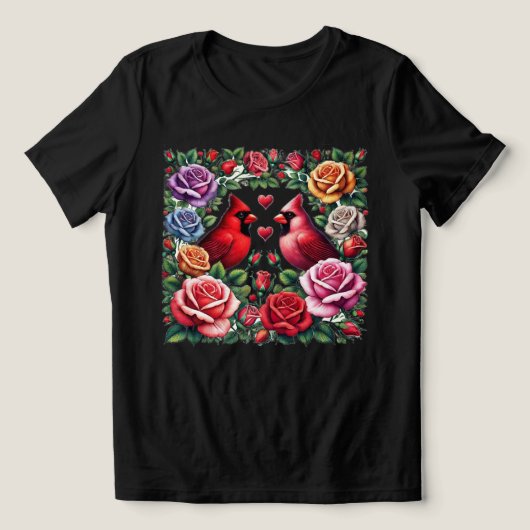 Kardinalen te midden van levendige Rozen Tri-Blend Shirt (Design voorkant)