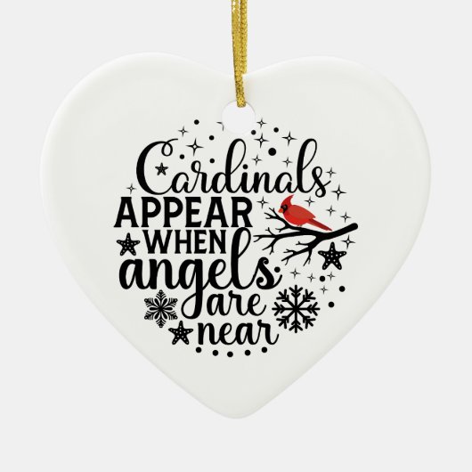 Kardinalen verschijnen Hart Keramische Kerstbal Keramisch Ornament (Voorkant)