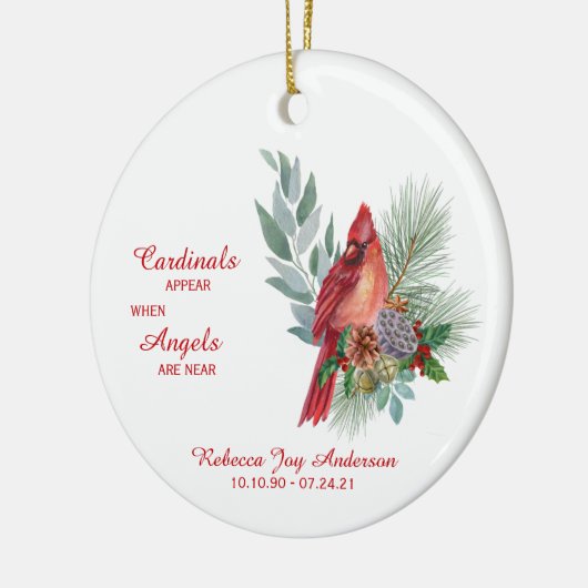 Kardinalen verschijnen in Angels nabij Foto Memori Keramisch Ornament (Links)
