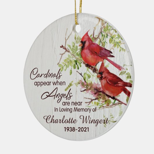 Kardinalen verschijnen wanneer Angels bijna gepers Keramisch Ornament (Links)