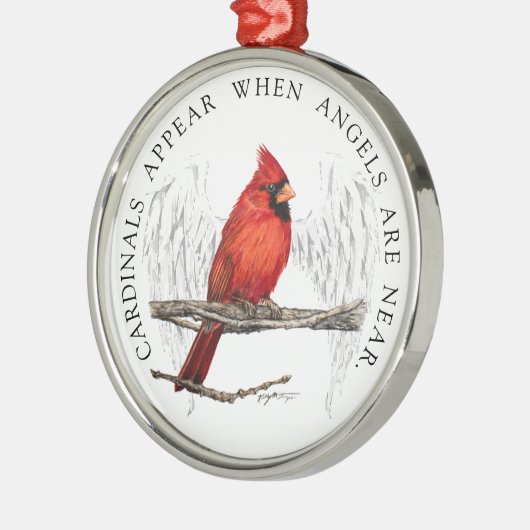Kardinalen verschijnen wanneer Angels nabij lint Metalen Ornament (Links)