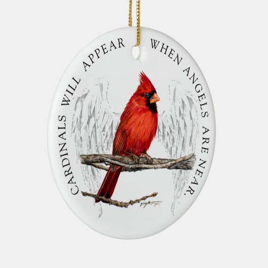Kardinalen verschijnen wanneer engelen dicht bij e keramisch ornament (Rechts)