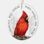 Kardinalen verschijnen wanneer engelen dichtbij zi keramisch ornament (Links)