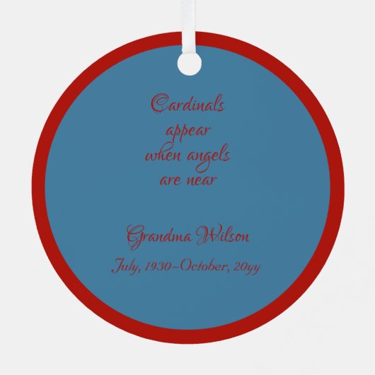 Kardinalen verschijnen wanneer engelen dichtbij zi metalen ornament (Achterkant)
