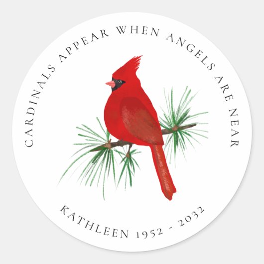 Kardinalen verschijnen wanneer engelen dichtbij zi ronde sticker (Voorkant)
