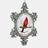 Kardinalen verschijnen wanneer engelen dichtbij zi tin sneeuwvlok ornament (Links)