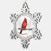 Kardinalen verschijnen wanneer engelen dichtbij zi tin sneeuwvlok ornament (Rechts)