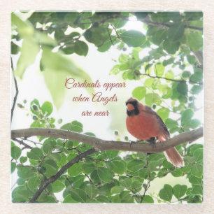 Kardinalen verschijnen wanneer engelen in de buurt glazen onderzetter