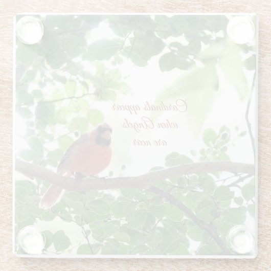 Kardinalen verschijnen wanneer engelen in de buurt glazen onderzetter (Achterkant)