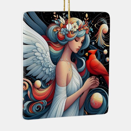 Kardinalen verschijnen wanneer engelen in de buurt keramisch ornament (Rechts)