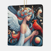 Kardinalen verschijnen wanneer engelen in de buurt keramisch ornament (Links)