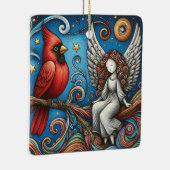 Kardinalen verschijnen wanneer engelen in de buurt keramisch ornament (Rechts)