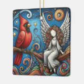 Kardinalen verschijnen wanneer engelen in de buurt keramisch ornament (Links)