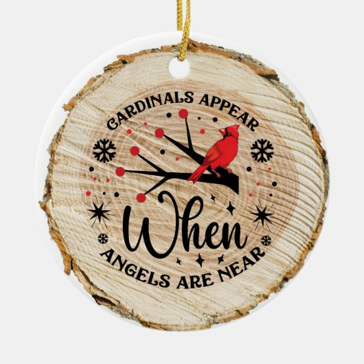 Kardinalen verschijnen wanneer engelen in de buurt keramisch ornament (Voorkant)