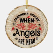 Kardinalen verschijnen wanneer engelen in de buurt keramisch ornament (Voorkant)