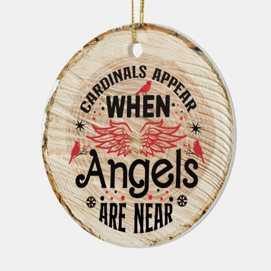 Kardinalen verschijnen wanneer engelen in de buurt keramisch ornament (Links)