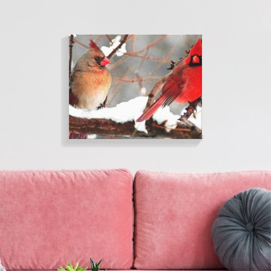kardinalen voor mannetjes en vrouwen canvas afdruk (Insitu (Woonkamer))