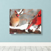 kardinalen voor mannetjes en vrouwen canvas afdruk (Insitu (Houten vloer))