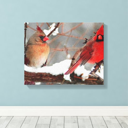 kardinalen voor mannetjes en vrouwen canvas afdruk (Insitu (Houten vloer))