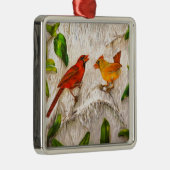 Kardinalen. Zing van liefde Metalen Ornament (Rechts)
