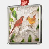 Kardinalen. Zing van liefde Metalen Ornament (Links)