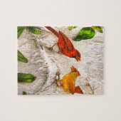 Kardinalen Zingend uit liefde Legpuzzel (Horizontaal)