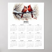 Kardinalen zitten op Snowy Branch 2025 Kalender Poster (Voorkant)