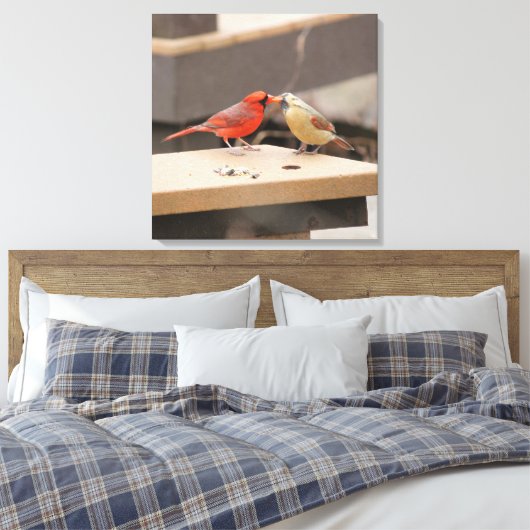 Kardinalen zoenen canvas afdruk (Insitu (Slaapkamer))