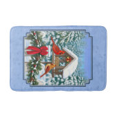 Kardinals kerstfeest blauw badmat (Voorkant)