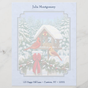 Kardinals kerstfeest blauw briefhoofd sjabloon